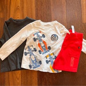 GAP Toddler size 5, 2 long sleeve shirts, 1 NWT shorts